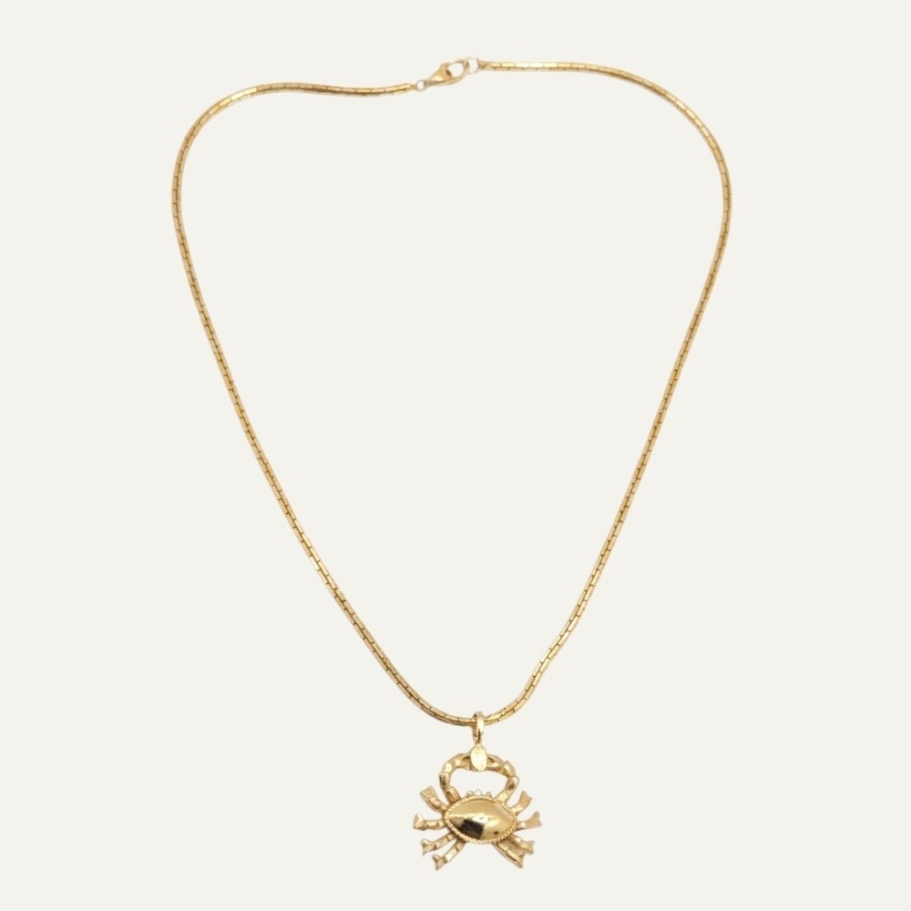 Monet Vintage Crab Cancer Zodiac Pendant Necklace Sea Life Astrology